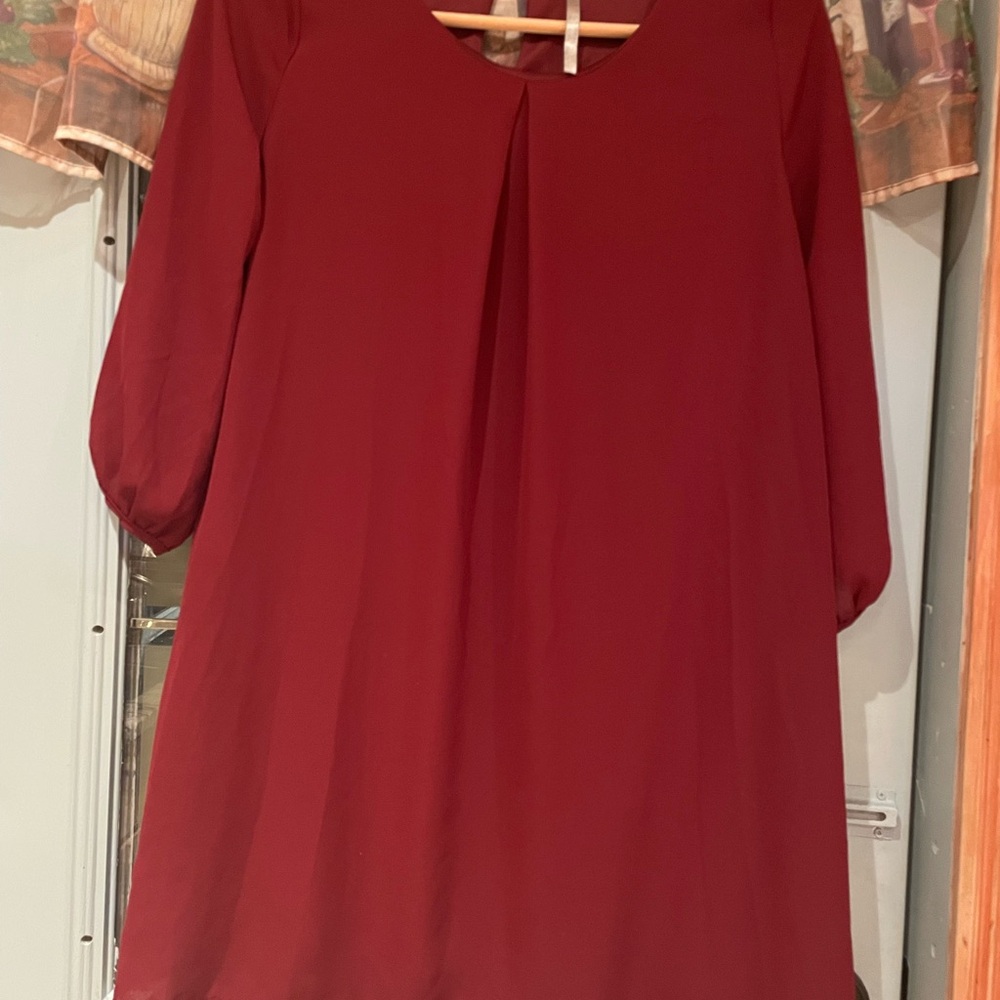 Red Dolly.Elegant Burgundy Women's Dress